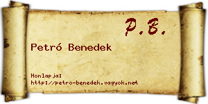 Petró Benedek névjegykártya
